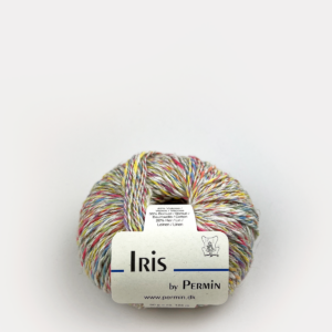 Iris garn av viskos, bomull och lin. Färg nummer 08 multi pastell.