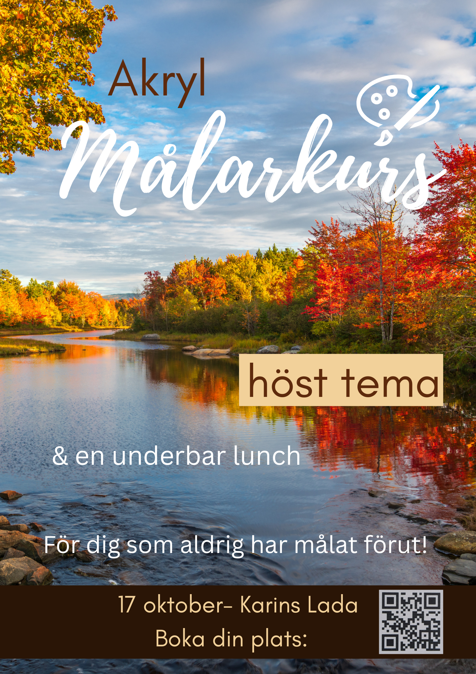 Målarkurs höst Akrylmålarkurs för nybörjare med hösttema. 17 oktober.
